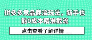 拼多多平台竞争对手截留游戏玩法,初学者也可以0成本费精确截留-创业资源网