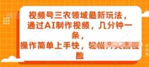 微信视频号三农领域全新游戏玩法,根据AI制作小视频,数分钟一条,使用方便易上手-创业资源网