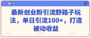 最新创业粉引流方法歪门邪道游戏玩法,单日引流方法100 ,打造出被动收益-创业资源网