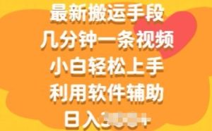 全新运送方式，数分钟一条视频，新手快速上手，运用软件辅助-创业资源网