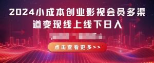 2024低成本创业视频会员多种渠道转现线上与线下,每天都会有盈利-创业资源网