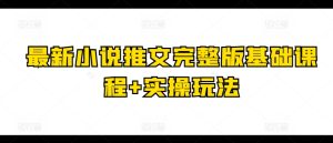 全新小说推文完整篇基础课 实际操作游戏玩法-创业资源网