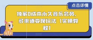 独家代理0成本费永久性音乐会员，多种渠道转现游戏玩法【实际操作实例教程】-创业资源网