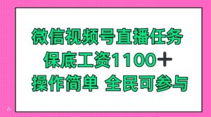 微信视频号直播任务,保底工资1100+,全民可参与-创业资源网