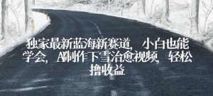 独家代理全新瀚海新生态,新手也可以懂得,AI制做降雪痊愈短视频,轻轻松松撸盈利【揭密】-创业资源网