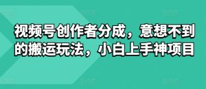 微信视频号原创者分为,出乎意料的运送游戏玩法,小白上手神新项目-创业资源网