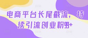 电子商务平台扇尾截留，不断引流方法自主创业粉99-创业资源网