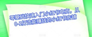 零基础快速入门小红书电商,从0-1打造能赚钱的小红书店铺-创业资源网