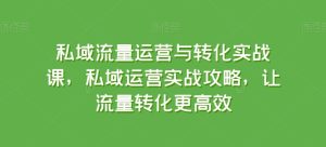 私域流量运营与转化实战课,私域运营实战攻略,让流量转化更高效-创业资源网