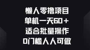 懒人神器零撸新项目，单机版一天60 适宜批量处理，0门坎每个人能做-创业资源网