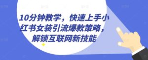 10min课堂教学,快速入门小红书的品牌女装引流方法爆品对策,开启互联网技术超级技能【揭密】-创业资源网