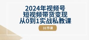 2024年视频号短视频带货变现从0到1实战私教课(31节视频课)-创业资源网