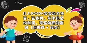 玄学入门级 微信视频号宝宝取名 0成本费 一单268 每日轻轻松松1000-创业资源网