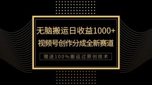 单日盈利1000 ，新品类新生态，微信视频号写作分为没脑子运送100%抖音上热门-创业资源网