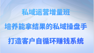 私域流量运营增加量班 塑造可以拿过程的公域股票操盘手,打造出顾客自循环赚钱系统-暖阳网-优质付费教程和创业项目大全-创业资源网