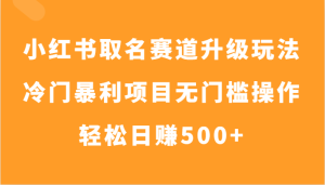 小红书的取名字跑道升级玩法，小众赚钱项目零门槛实际操作，轻轻松松日入500-暖阳网-优质付费教程和创业项目大全-创业资源网