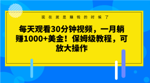每天观看30分钟视频,一月躺赚1000+美金!保姆级教程,可放大操作-暖阳网-优质付费教程和创业项目大全-创业资源网
