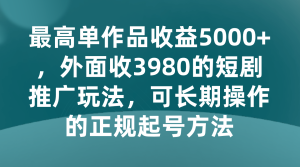最大单著作盈利5000 ，外边收3980的短剧剧本营销推广游戏玩法，可长期实际操作的正规养号方式-创业资源网