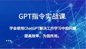 GPT命令实战演练课，学会用ChatGPT处理工作中学习中的问题，提高工作效率，为己所用。-创业资源网