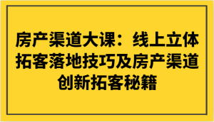 房产渠道大课:网上立体式获客落地式技巧及房产渠道自主创新获客秘笈-创业资源网
