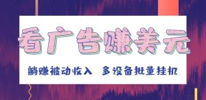 挂机看广告赚美元,可多设备批量挂机,躺赚被动收入-创业资源网