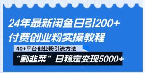 24年最新闲鱼日引200+付费创业粉,割韭菜每天5000+收益实操教程!-创业资源网