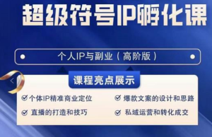 品牌符号IP卵化高级课，创建流量思维底层思维，打造属于自身IP-创业资源网