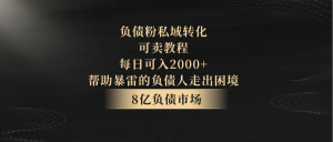 债务粉私域转化,可卖教程,每日能入2000 ,无需经验-创业资源网