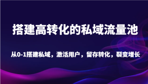 搭建高转化的私域流量池 从0-1搭建私域,激活用户,留存转化,裂变增长-创业资源网