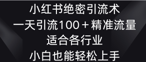 小红书绝密引流术,一天引流100+精准流量,适合各个行业,小白也能轻松上手-创业资源网