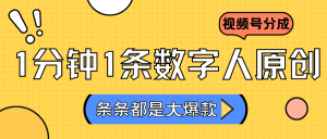 2024全新不露脸超火视频号分为方案,虚拟数字人原创设计日入3000-创业资源网