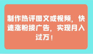 制做神评论图文并茂或者视频，快速吸粉接推广，完成月薪过万！-创业资源网