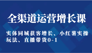 全渠道运营提高课:实体线同城网拓客提高、小红书实际操作游戏玩法、直播卖货0-1-创业资源网