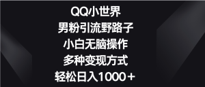QQ小天地粉丝引流方法歪门邪道，新手没脑子实际操作，多种多样变现模式轻轻松松日入1000＋-创业资源网