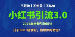 2024年4月最新小红书引流3.0玩法,日引500+精准粉,加爆你的微信!-创业资源网