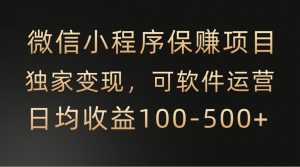 微信小程序,腾讯保赚项目,可软件自动运营,日均100-500+收益有保障-创业资源网