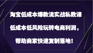 淘宝网降低成本爆品流实战演练私教,降低成本中低风险轻松玩电子商务盈利,帮助企业快速复制落地式!-创业资源网