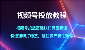 微信视频号推广实例教程-微信视频号推广基础认知健全输通,快速建模添加标签,控住建成投产控住账户-创业资源网