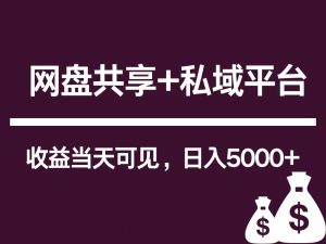 新用户推荐网盘共享+私域平台，无需粉丝即可轻松起号，收益当天可见，单日已破5000+-创业资源网