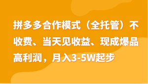 最新拼多多模式日入4K+两天销量过百单,无学费、老运营代操作、小白福利-创业资源网