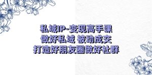 公域IP转现大神课：搞好公域处于被动交易量，打造好微信朋友圈搞好社群营销-创业资源网