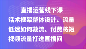 直播运营线下课-话术框架整体设计、流量低迷如何救流、付费将短视频流量打进直播间-创业资源网