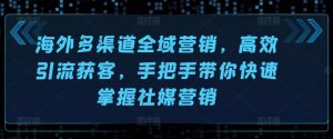 国外多种渠道全域营销,高效率引流方法拓客,从零陪你快速上手社媒营销-创业资源网