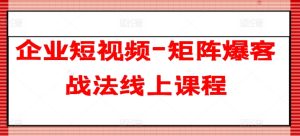 企业短视频-引流矩阵爆客战术在线课程-创业资源网