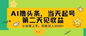 AI撸头条,轻松日入3000+,当天起号,第二天见收益。-中创网_分享中创网创业资讯_最新网络项目资源-创业资源网