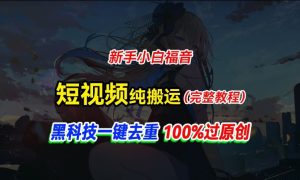 中视频伙伴纯运送，高科技一键去重过原创设计，新手入门福利，轻轻松松日入大几百-中创网_分享中创网创业资讯_最新网络项目资源-创业资源网