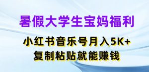 暑期在校大学生宝妈妈褔利,小红书的音乐号月入5000 ,拷贝也能赚钱【揭密】-中创网_分享中创网创业资讯_最新网络项目资源-创业资源网