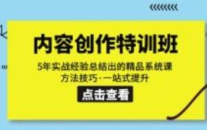 内容生产·训练营:5年实践经验总结出来的精典系统软件课 方法技巧·一站式提高-创业资源网