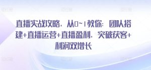 直播间实战演练攻略大全,从0~1教大家:团队搭建 抖音运营 直播间赢利,提升拓客 盈利双增长-中创网_分享中创网创业资讯_最新网络项目资源-创业资源网