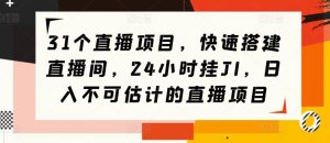 31个直播项目，快速搭建直播间，24小时挂JI，日入不可估计的直播项目-创业资源网